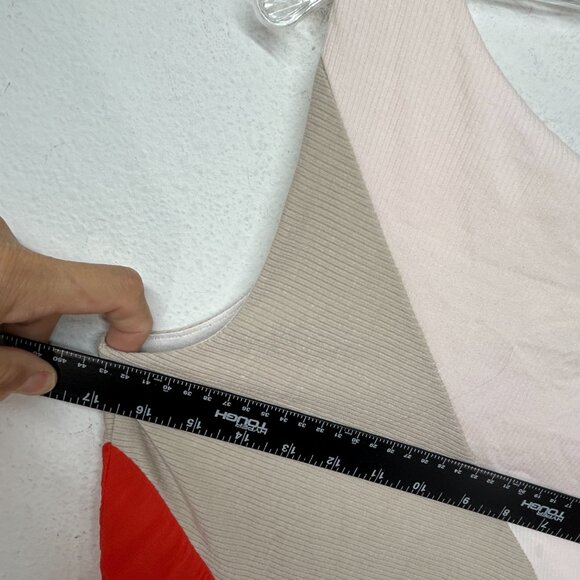 Anthropologie Maeve Cameron Dress medium orange red colorblock Rib  Asymmetrical - Picture 10 of 13